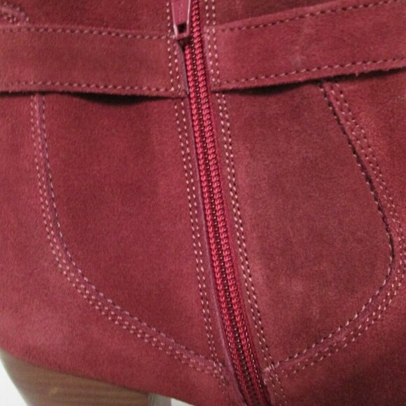 Diba Burgandy Buckle Sleek Bootie with Side Zipper and Block Heel-NWT - Picture 14 of 15